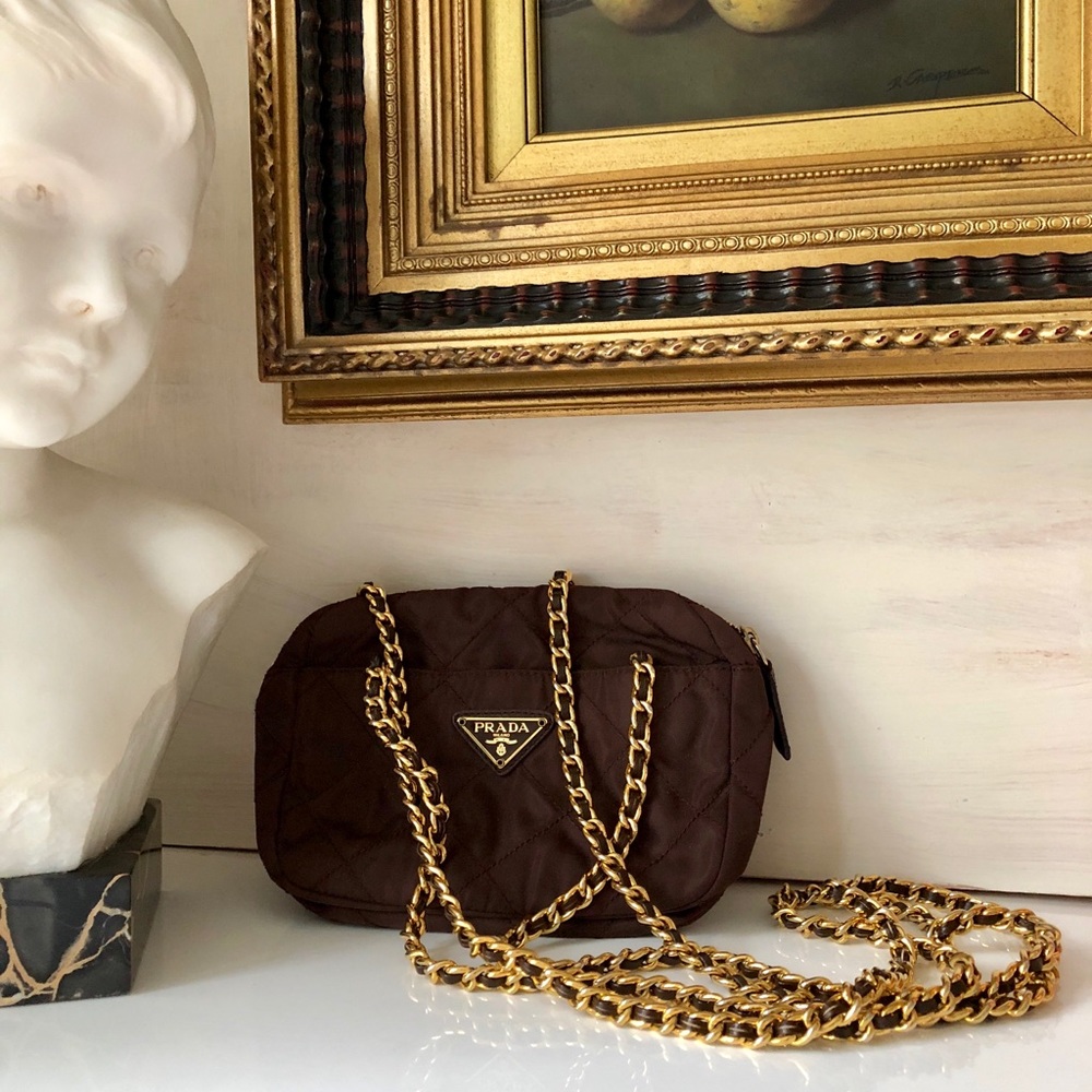 SOLD💫Prada💫 Small Quilted Crossbody Gold-Leather
